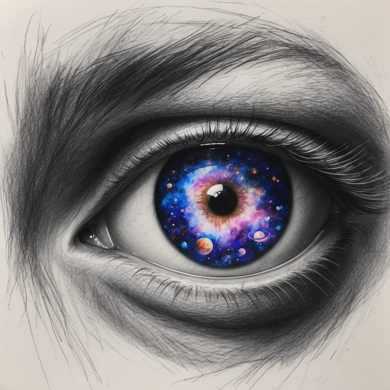 Cosmos reflected in child's eyes - the infinite universe within neurodivergent children