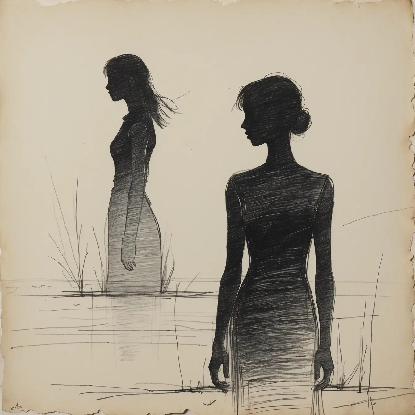 Two sisters experiencing emotional distance and separation, illustrating the complex dynamics of family relationships during grief