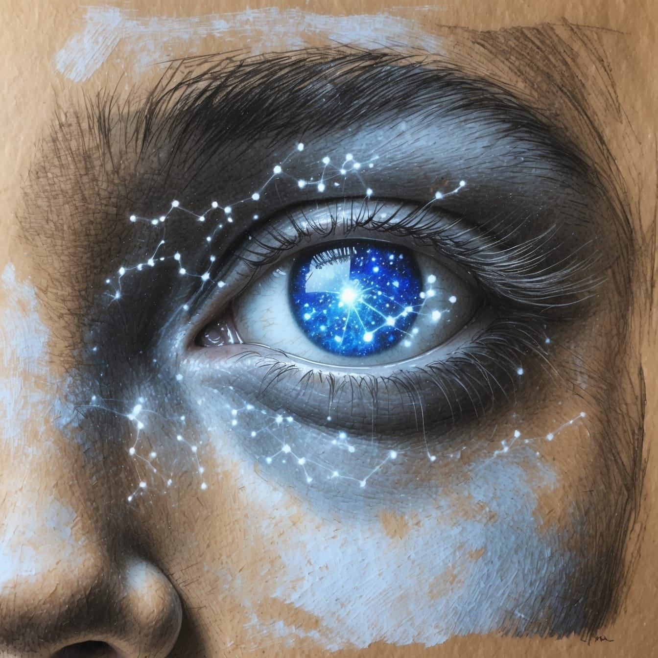 Galaxy eyes of a child - cosmic vision of neurodivergent sacred sight