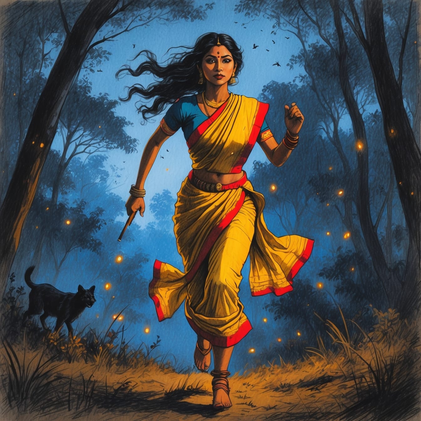 Mother as huntress seeking sacred truth - protective pursuit of understanding