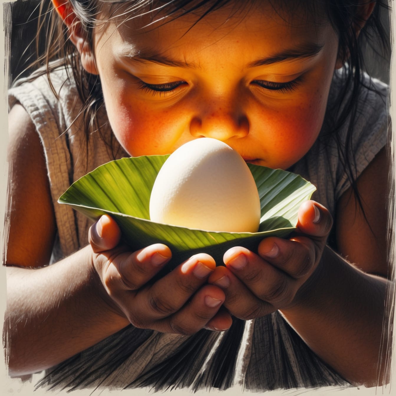 A single precious egg carefully hidden and saved, representing the profound sacrifice and love of mothers who gave their favorites to their children in times of scarcity