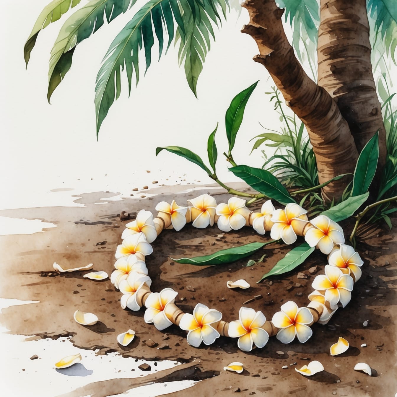 Delicate frangipani garland - sacred childhood offerings of beauty and love to mothers