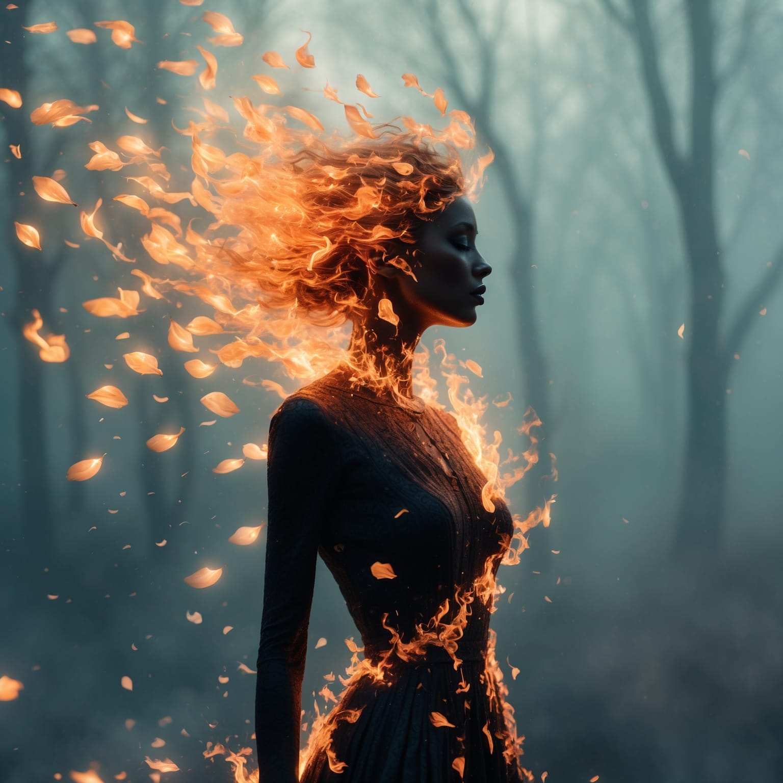 Symbolic transformation from heat to calm relief during a hot flash
