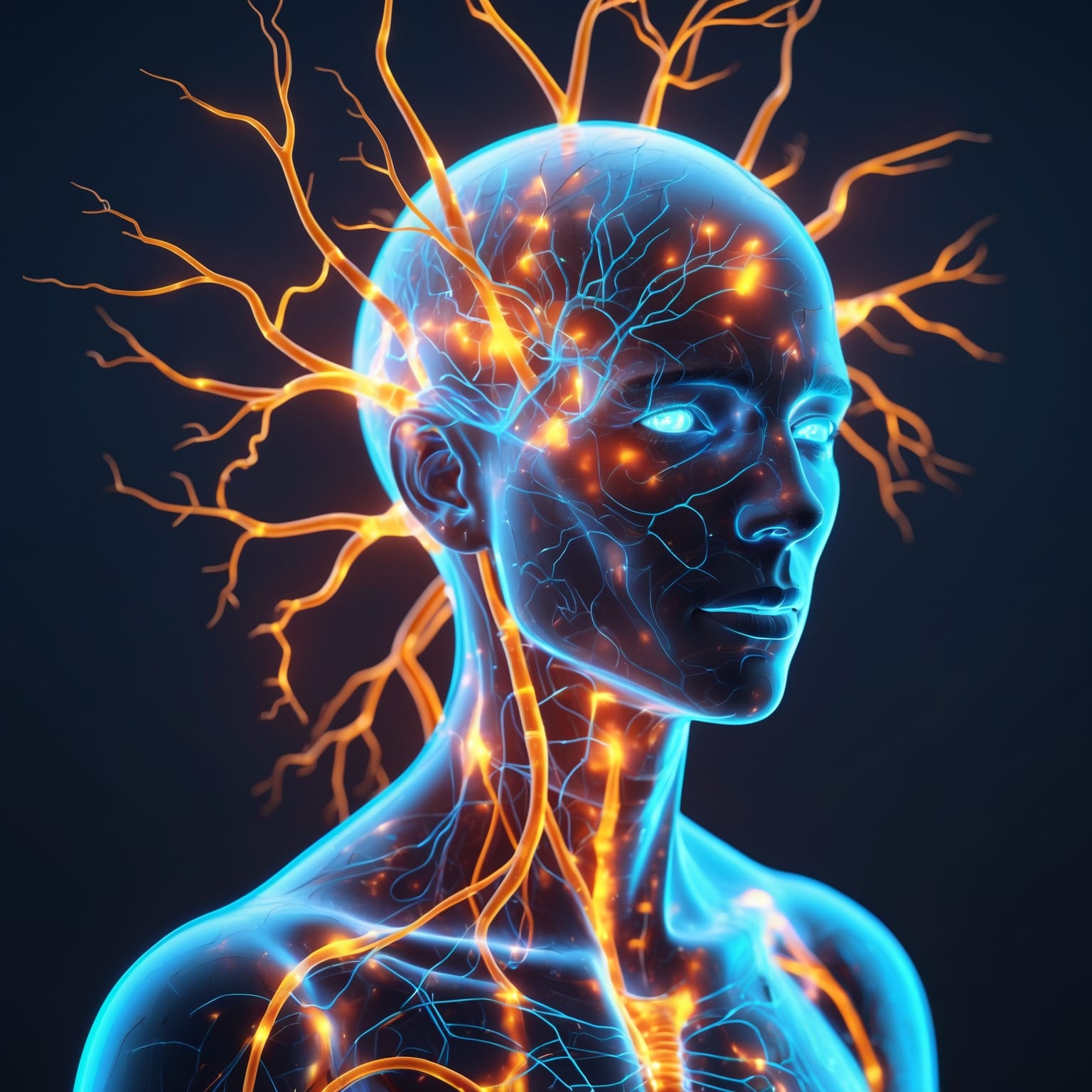 Interoception and Body Awareness - Perimenopause Nervous System Changes Scientific visualization of interoception and body awareness systems affected during perimenopause