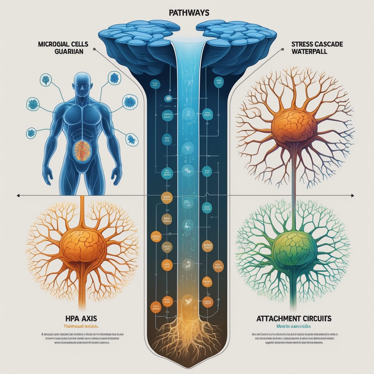 Three pathways showing mother wounds neurobiological transmission through generations