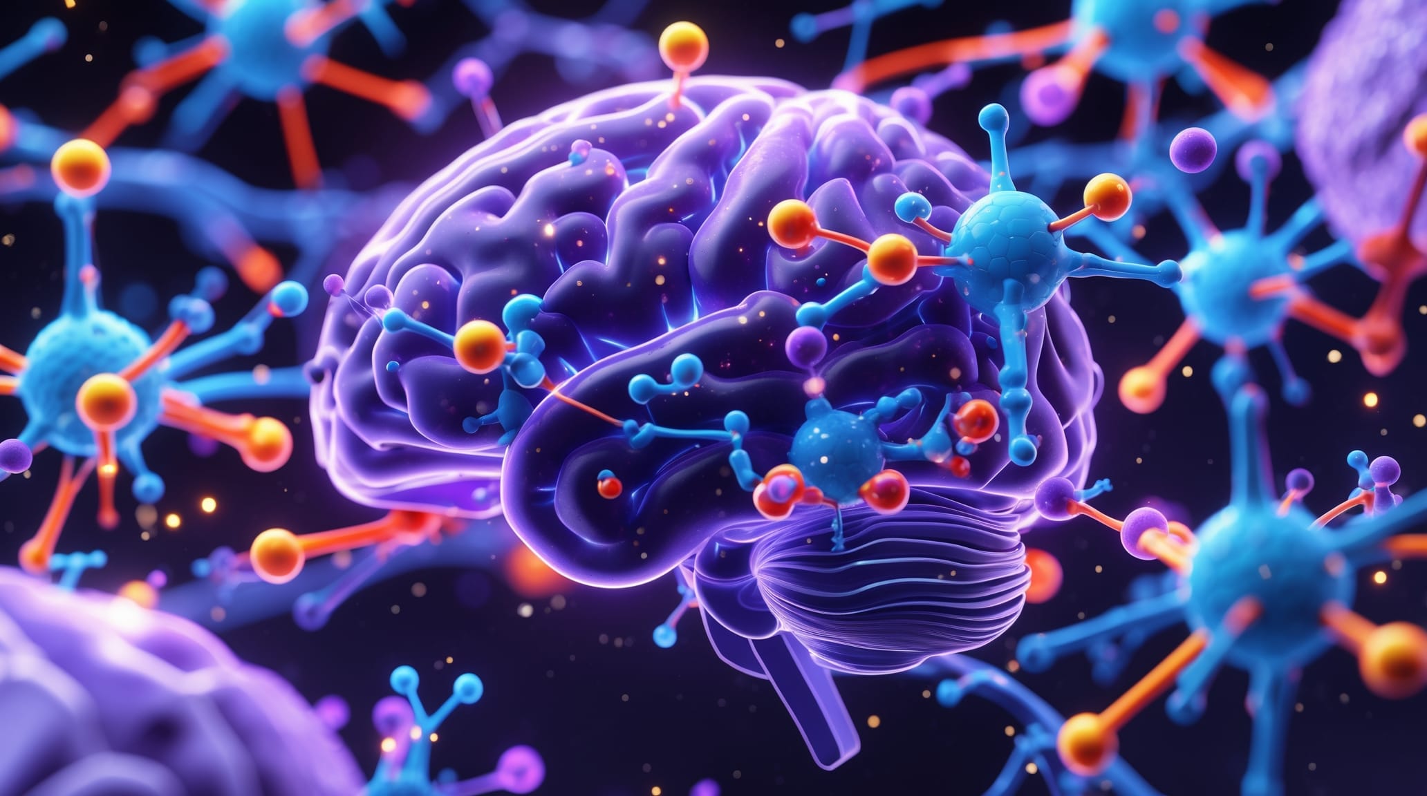 Diagram of neurotransmitter depletion after poor sleep including serotonin, GABA, and dopamine changes
