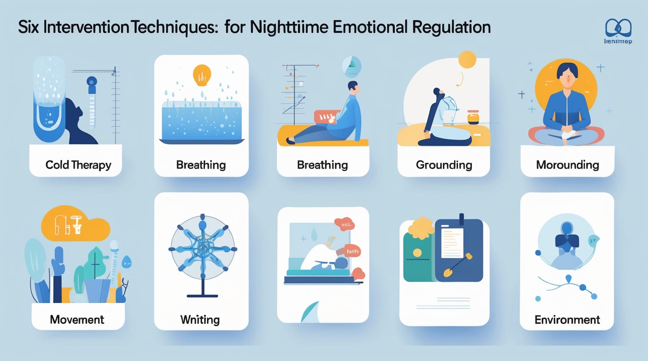 Comprehensive guide showing six evidence-based techniques for managing nighttime emotional storms