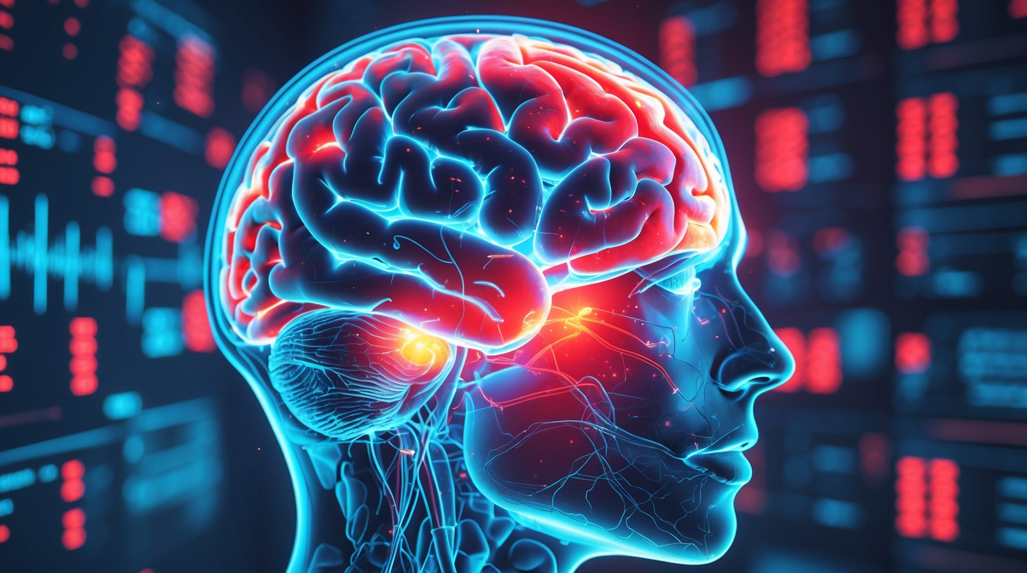 Brain scan showing reduced prefrontal cortex activity after sleep deprivation in midlife women